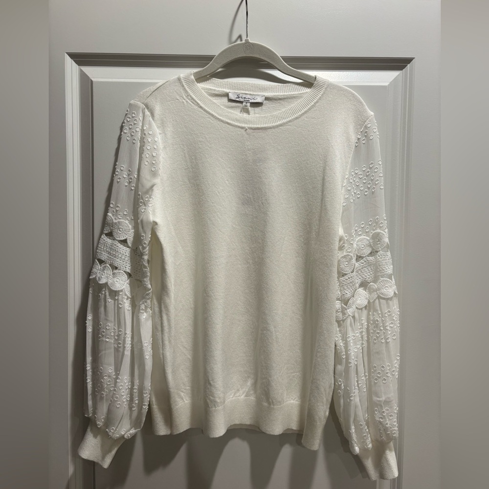 T.J.Maxx White Lace Sleeve Top